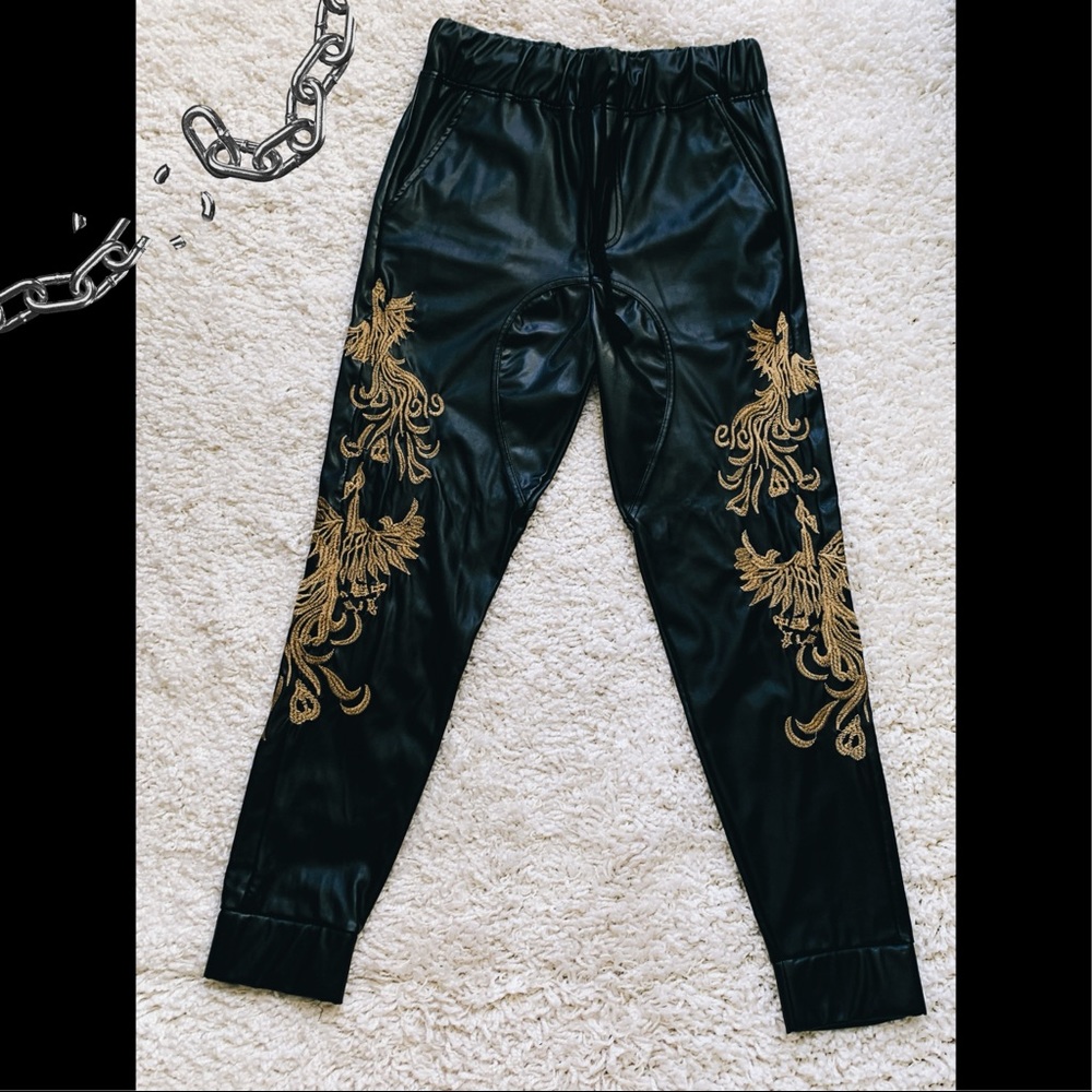 Carbon pleather joggers